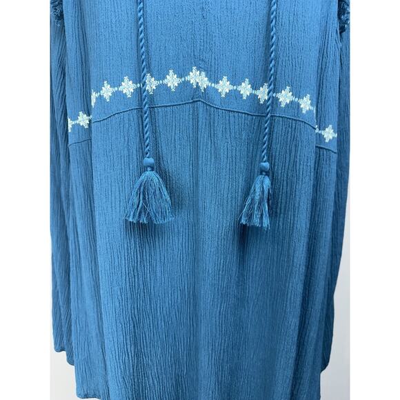Style & Co. Women’s Top Size XL Blue Floral Embroidered Long Sleeve Boho Flowy - Picture 2 of 16